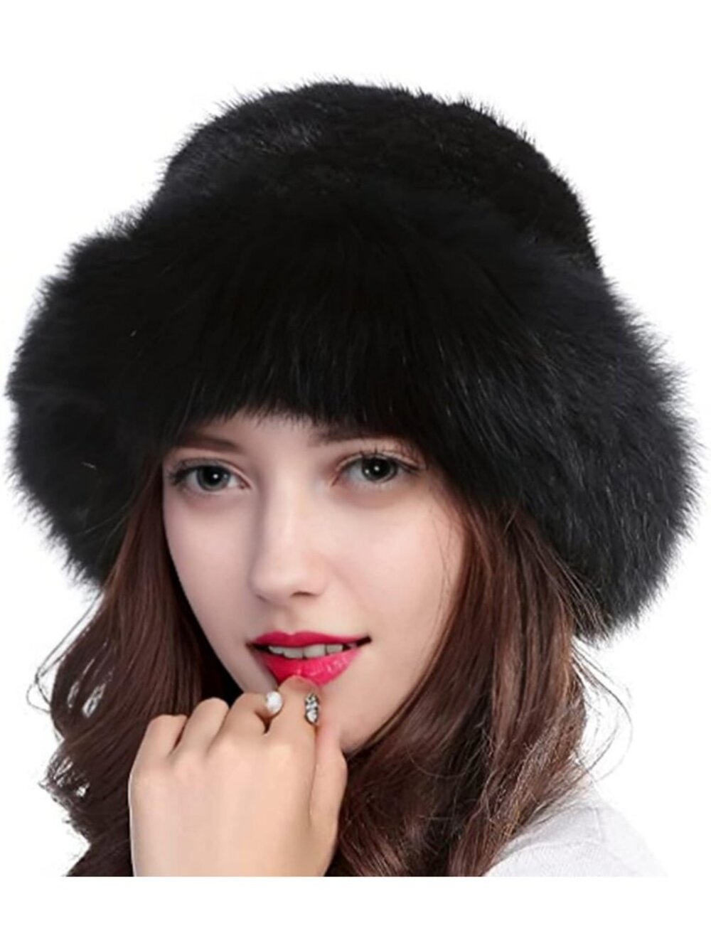 Cozy Women's Winter Knitted Hat with Real Fur Fox Brim - Stylish & Warm